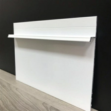 Алюминиевый профиль скрытого плинтуса без полки белый муар