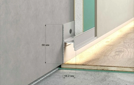 ТЕНЕВОЙ ПЛИНТУС ПОД ПОДСВЕТКУ УСИЛЕННЫЙ