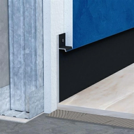 Алюминиевый профиль скрытого плинтуса без полки чёрный