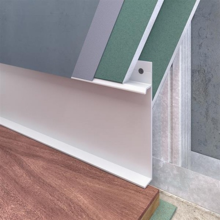 Алюминиевый профиль скрытого плинтуса с полкой анодированный