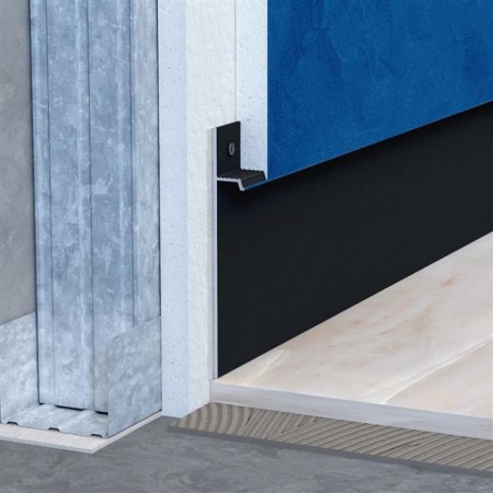 Алюминиевый профиль скрытого плинтуса без полки чёрный